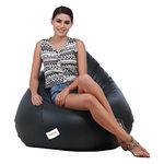 SATTVA Classy.Elegant.Stylish Faux Leather Classic XXXL Bean Bag Filled with Beans_Grey