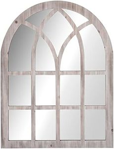 HOMCOM 41" x 31.5" Large Rustic Wall Mirror, Arch Window Mirror for Wall Decor in Living Room, Bedroom, Entryway, Natural