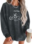 VILOVE Funny Sweatshirts for Women It‘s Fine I’m Fine Everything is Fine Shirts Inspirational T-Shirt Cute Sayings Tee Tops, Dark Gray-a, Medium