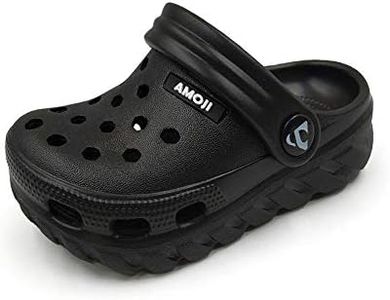 Amoji Kids Clogs Boy Garden Clogs Girl Garden Shoes Toddler Sandals Little Kid Children Gardening Clogs Slip On Big Kid Youth Shower Sandals Black Size 2.5-3 Little Kid