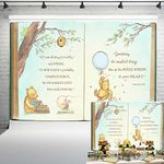 Claasic Pooh Bear Baby Shower Backdrop for Boy Retro Giant Book Spring Tree Vintage Background Newborn Quote Blue Yellow Tinge Banner 5x3 ft 138