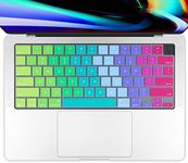 Batianda for MacBook Pro 14 16 inch Keyboard Cover 2023 2021 Release A2442/A2779 A2485/A2780 with M2 M1 Pro/Max and M2 Mac Air 13.6 Premium Ultra Thin Gradient Color Waterproof Keyboard Skin, Rainbow