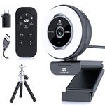 Zoomable Webcam with Remote Control, Vitade 1080P 60FPS Streaming Webcam with Adjustable Ring Light and Tripod, Pro USB 5X Digital Zoom Webcam for Zoom/Skype Teams/Laptop/Mac Windows