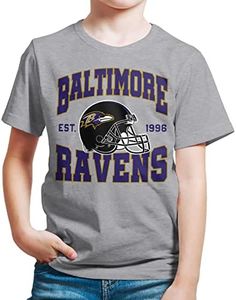 Junk Food Clothing x NFL - Team Helmet - Youth Pro Football Fan Tee for Boys and Girls - Athletic Heather