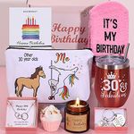 Insulated Wine Tumbler Sets 30th Birthday Gifts for Women, Funny 30th Birthday Hampers Happy 30th Birthday Basket for 30 Year Old Women, Female 30th Birthday Gifts Ideas for Best Friend, Sister, Wife