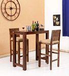 Ramdoot Furniture Solid Sheesham Wood Bar Dining Table 2 Seater Set Solid Wooden 2 Seater Bar Dining Table with Bar 2 Chairs Home Living Room Dining Room Furniture Wood Dining Table Color Teak