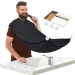 Beard Bib Apron, Stocking Stuffers Christmas Gifts for Men, Beard Hair Catcher for Shaving, Waterproof Non-Stick Beard Cape with 4 Suction Cups, One Size Fits All, Grooming Accessories(Black)