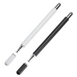 Blucent Stylus Pens Universal Capacitive Disc Tip 2 in 1 Precision Touch Screen Pens Magnetic Cap Stylus Compatible for Touch Screens Smartphone, Tablets, Laptops 2 Pieces (Black & White)