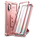 Dexnor for Samsung Note 10+ Case, [Built in Screen Protector and Kickstand] Heavy Duty Military Grade Protection Shockproof Protective Cover for Samsung Note 10+ - Rose Gold