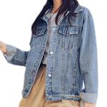 Saukiee Oversized Denim Jacket Distressed Boyfriend Jean Coat Jeans Trucker Jacket for Women Girls…