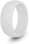 Fitness Magpie - Silicone Wedding Ring for Men - Rubber Wedding Engagement Band - Fitness & Workplace Safety Ring - Athletic Ring for Active Men - Work, Sports, Mechanics, Workout Ring – White (10)