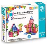 TinyCuddle 3D Premium Magnetic Tiles, Stem Building Puzzles, 28 Pieces, Multi Color, Kids