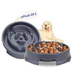 Pack of 2 Slow Feeder Dog Bowl, Dog Food Bowl, Dog Slow Feeder Bowl Large, Dog Feeding Bowls, Anti Slip Dog Bowls To Slow Down Eating, Slow Feeder Dog Bowl Large