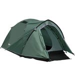 Outsunny Two-Man Camping Tent Dome Tent with Weatherproof Shell, Vestibule & Windows, for Fishing & Hiking, Green and Grey