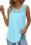 Saloogoe Womens Tank Tops Loose Fit Summer Tops Dressy Lace Tunics for Leggings Baby Blue S