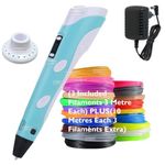 Magicwand【with Adaptor】| 3D Pen for Kids | 3D Printing Pen with LCD Display【10 Metre Each 3 Filaments Extra & 3 Metre Each 3 Filaments】【Pack of 1】