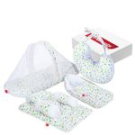 VParents Baby Bedding Set Sleeping Bag Feeding Pillow and 4 Piece Gadda Set with Pillow and Bolsters Combo Cotton, 0-6 Months Bluebell (Blue) 110402