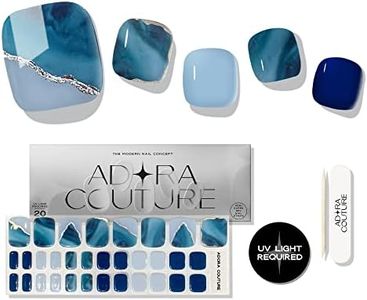 Adora Couture Semi Cured Gel Nail Strips Pedicure | Blue Mosaic Gel Pedi Strips | Gel Polish Pedicure Nail Wraps Sticker | Salon Nails at Home Pedicure Kit - Requires UV Light (Blue Ocean Pedi)
