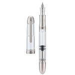 Asvine P36 Titanium Fountain Pen Piston Filling, Bock Medium Nib Clear Transparent Acrylic Smooth Writing Pen Case Set