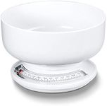 Korona Roy 76111 Kitchen Scales I Mechanical Kitchen Scales I 2 kg Load Capacity I Dishwasher Safe Mixing Bowl White