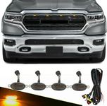 Automaze 4 Pc Grill Light Waterproof Car Led Grille Amber Lights Smoked Lens Ultra Bright Raptor Style Grill Light Universal for Car, Truck, SUV