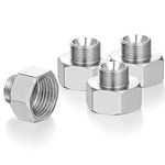 INIRET 4 pack Water pipe adapter, Brass Pipe Fitting，1/2 inch Female to 3/8 inch Male Reducer Adapter,Compression Fitting for Kitchen Bathroom Faucet, Pipe Connector with Rubber Washer