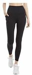 Danskin Women's Ultra High Legging Tight with Pockets, Black Salt, Large