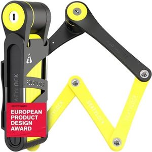 FoldyLock Compact Folding Bike Lock - Award Winning Patented Lightweight High Security Bicycle Lock - Heavy Duty Anti Theft Smart Secure Guard with Keys & Case for Bikes or Scooters - 85 CM