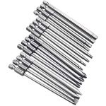 Bestgle 16pcs 1/4" Hex Shank 100mm/4 Inch Long Magnetic Screwdriver Bits Set, Hex Head Allen Wrench, Torx Security, Cross Phillips & Flat Head Slotted Tip Bit