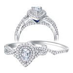 Newshe Wedding Rings for Women Engagement Ring Sets Sterling Silver Cz 1.7Ct Pear Size 7