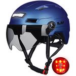 ILM Adult Bike Helmet with USB Rechargeable LED Front and Back Light Mountain&Road Bicycle Helmets for Men Women Removable Goggle Cycling helmet for Commuter Urban Scooter E3-10L(Blue Purple, L/XL)