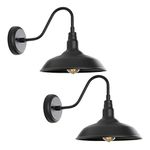 GOALPLUS 2 Pack Outdoor Gooseneck Light for Barn, 10" Exterior Farmhouse Wall Mount Lights for Porch, Matte Black Goose Neck Wall Sconce Light Fixture for House, Front Door