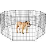 BestPet Tall Foldable Dog Playpen Crate Fence Pet Kennel Play Pen Exercise Cage 8 Panel Black (24")