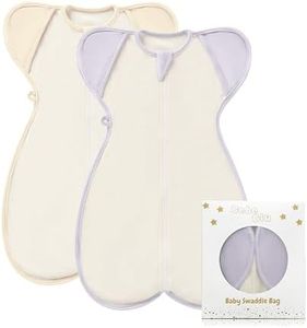 BebeBiu 2 Pack- Baby Swaddle, Organic Cotton Baby Sleeping Bag, Baby Transitional Swaddle, Newborn Sleep Sack, Soft, Comfortable, & Breathable, Two-Way Zip (Lovry/Pale Mauve, 0-3 Months)