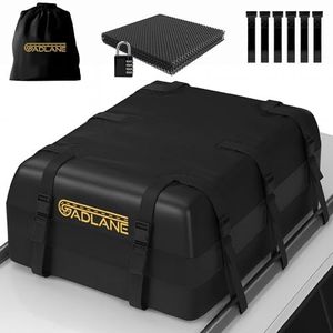 GADLANE Car Roof Bag - 20 Cubic Feet Waterproof Roof Box for Cars with/without Roof Rack, Anti-Slip Mat, 6 Sturdy Door Hooks, Combination Lock, Storage Bag, Durable 820D Material - For Travel (Black)