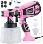 VITUU Paint Sprayer, 850W 1400ml HVLP Pink Spray Paint Gun, 4 Copper Nozzles & 3 Spray Patterns Easy to Clean for Furniture, Cabinets, Fence, Walls, Door, Garden Chairs DIY Works etc