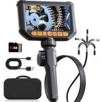 Endoscope Inspection Camera, Qimic Two-Way 360° Articulating Borescope, 1080P 4.3''IPS Screen Endoscope Camera with Lights, IP67 Waterproof Flexible Endoscope, Gadgets for Drain/Pipe Automotive