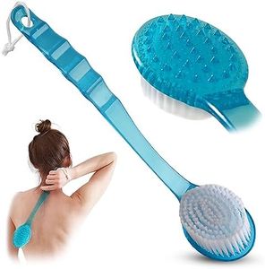 Bath Body Brush - Long Handle Back Shower Brush Exfoliating Back, Body, and Feet Scrubber (Blue)