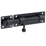 Sayayo Slide Gate Latch Bolt Safety Door Lock with Padlock Hole 150MM Length, 16MM Dia Bar, Heavy Duty Solid SUS304 Stainless Steel Matte Black(Not Include Padlock), EMS8000-B