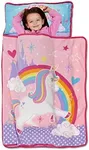 Funhouse Unicorn Kids Nap-Mat Set – includes Pillow and Fleece Blanket – Great for Girls Napping During Daycare or Preschool - Fits Toddlers, Pink