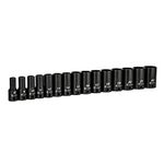 Capri Tools 3/8 in. Drive Semi-Deep Impact Sockets Set, Metric, 8 to 22 mm, 15-Piece