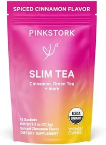 Pink Stork Slim Tea: Organic Sweet Hibiscus Tea, Supports Digestion & Energy with Green Tea, Hibiscus, & Turmeric, Women-Owned, 30 Cups