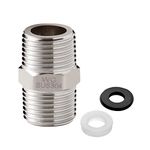 OFFO Shower Hose Connector, G1/2 Inch Solid Stainless Steel Shower Hose Extension Fitting Make Extra Long Shower Hose, Silver