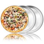 12 Inch Pizza Baking Tray Set of 3, Homikit Round Pizza Baking Sheet Stainless Steel Pizza Oven Tray, Baking Roasting Serving Pizza Pan Bakeware, Healthy & Sturdy, Matt Finished & Dishwasher Safe