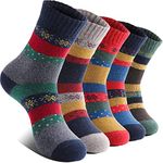 EBMORE Womens Merino Wool Socks Thermal Winter Warm Thick Walking Boot Cosy Crew Cabin Ladies Work Soft Hiking Gift Stocking Fillers Women Socks for Cold Weather 5 Pack(Snowflake)