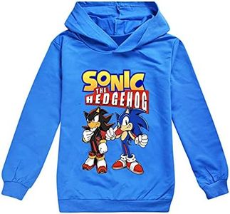 LQBNZQZ Kids Son-ic Long Sleeve Hoody Hoodies for Boys and Girls Tops Funny Gamer Sweatshirts Gaming Jumper Clothes (Blue, 9-10 Years)