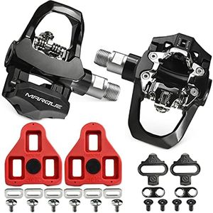 MARQUE Duo Indoor Bike Pedals – Indoor Cycling Clipless Pedals Compatible with Peloton Look Delta and SPD Cleats, Heavy Duty Durable 9/16” Thread for Stationary Exercise Fitness Bike