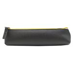 ALLY-MAGIC Leather Pencil Case Coloured Slim Pencil Case with Metallic Zipper Holder Organizer Storage for Student Office College Y4-JYBD (Black)