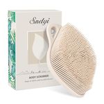 Sndyi Silicone Body Scrubber, Gentle Exfoliating Body Scrubber for Sensitive Skin, Leaf Shaped Silicone Shower Scrubber for Body with Lathering Bristles, Silicone Loofah Body Brush, Oatmeal