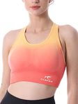 CLDFHX Women Sports Bra Padded Seamless Racerback Sports Bras High/Mid Support for Running Workout Gym Fitness, Yellow/L